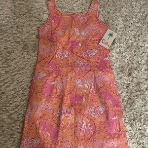 Lilly Pulitzer Krista Cantaloupe Jungle Kitty Dress. pink and orange. NWT size 2